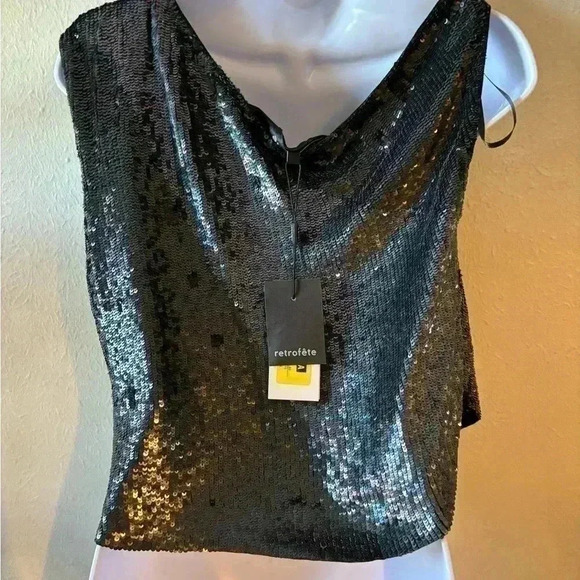 NWT Retrofete Michelle Sequined Colorbrock Crop Top - Picture 9 of 13